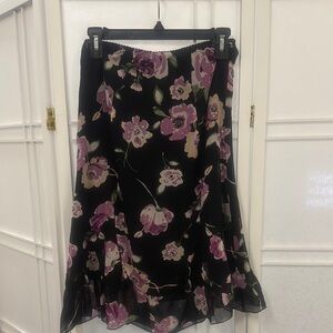 Floral Black and Purple Women's Skirt